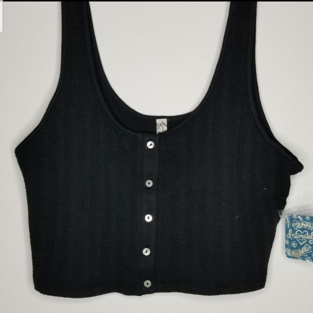 NWT FREE PEOPLE  CROP TOP SUMMER BRAMI BLACK - Picture 2 of 8